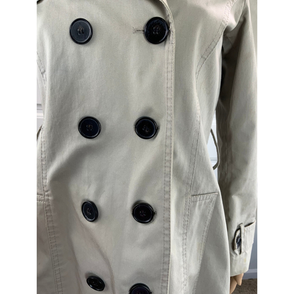 Zara Basic Womens Trench Coat Sz Med Beige Double Breasted Collard Neck Corpcore - Picture 3 of 16